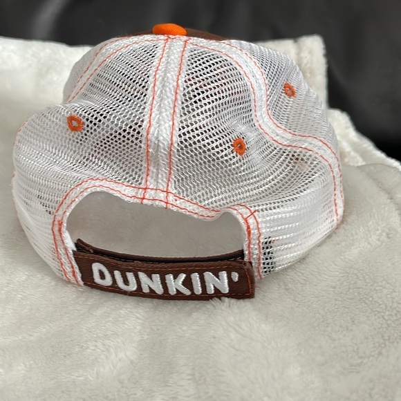 Dunkin' Donuts Retro Trucker Mesh Hook & Loop Cap orange white brown - Picture 3 of 5